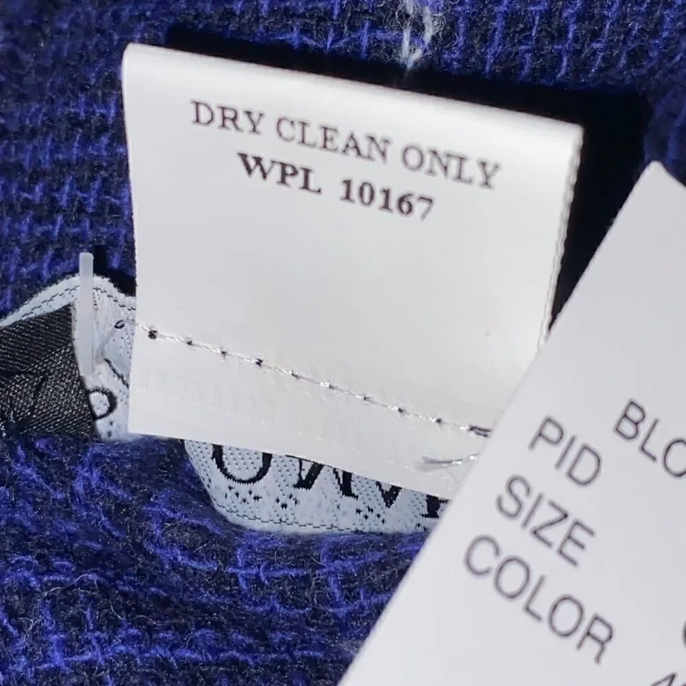 Paolo Mariani Royal Blue White Plaid Wool Cashmere Blend Scarf NWT